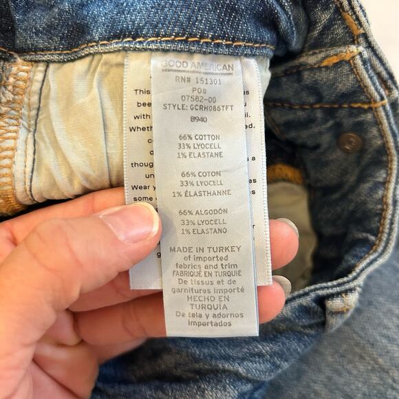 NWT Good American Womens Good Classic Blue 940 Hi-Rise Raw Hem Jean 0/25 - Picture 11 of 15